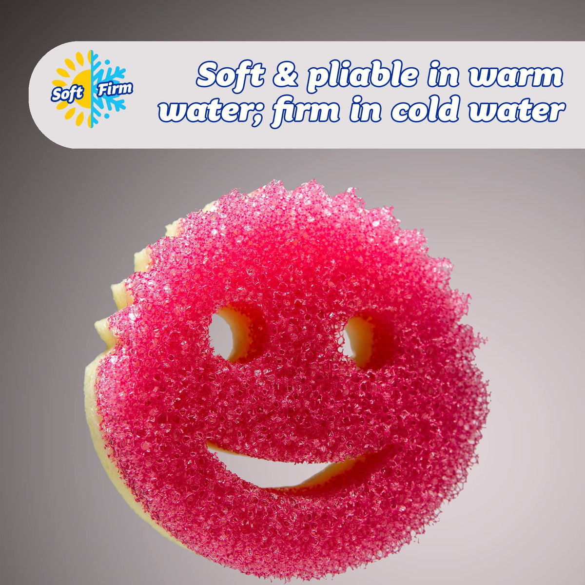 Scrub Daddy Dual Sided Texture Changing Sponge/Scrubber - Super Absorbent Sponge Side - Scrub Mommy (Pink) - 1 Count