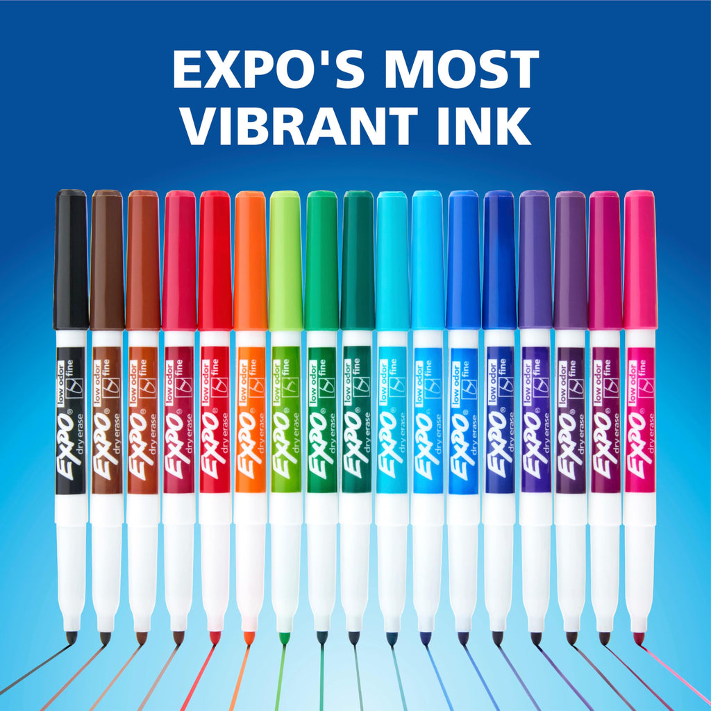EXPO Low Odor Dry Erase Markers, Fine Tip, Black, 4 Count - Home Organization, Study Supplies