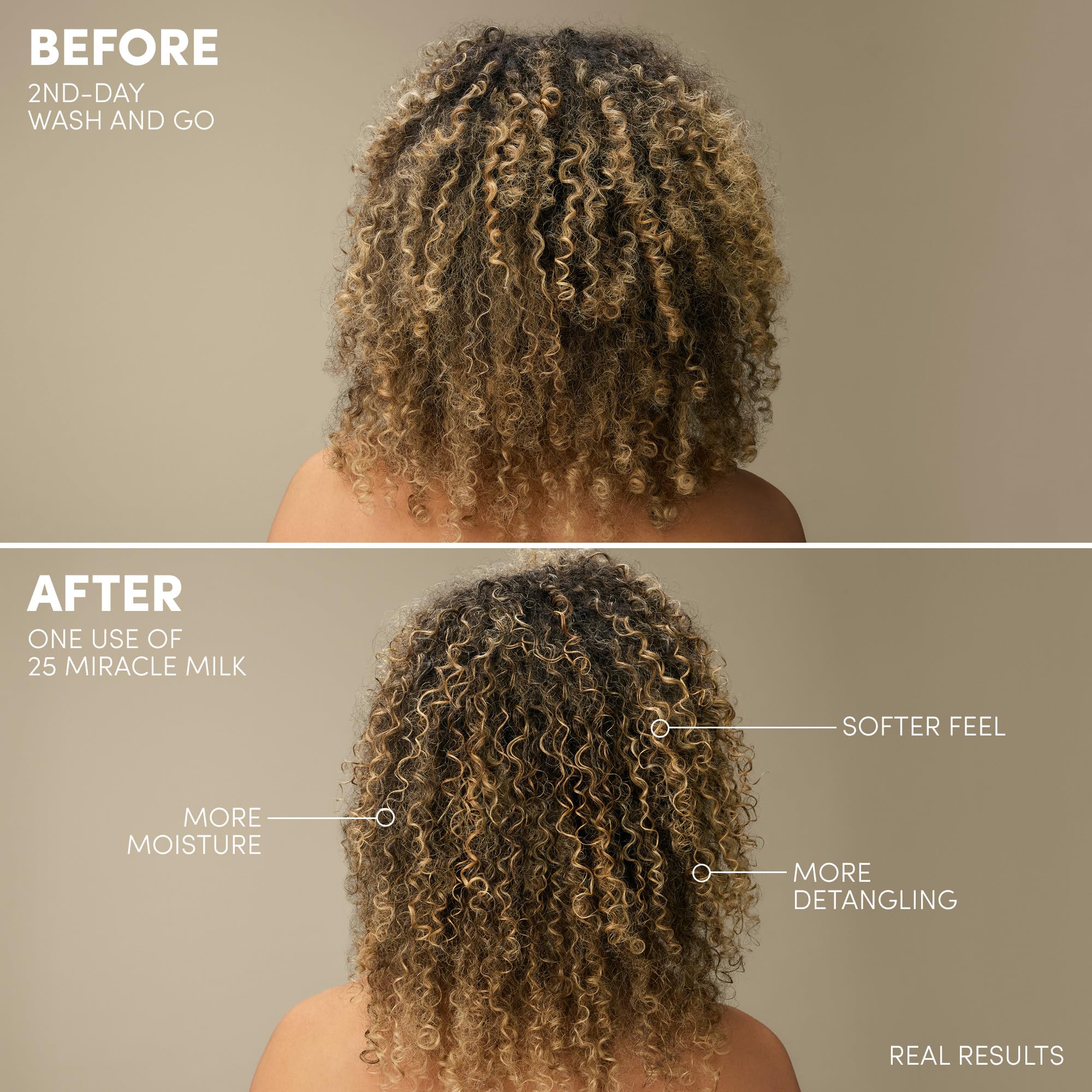 Mizani 25 Benefit Miracle Milk - Leave in Conditioner for Curly Hair, With Coconut Oil, Curl Detangler Spray, Anti Frizz Heat Protectant, No Drying Alcohols, Paraben-Free