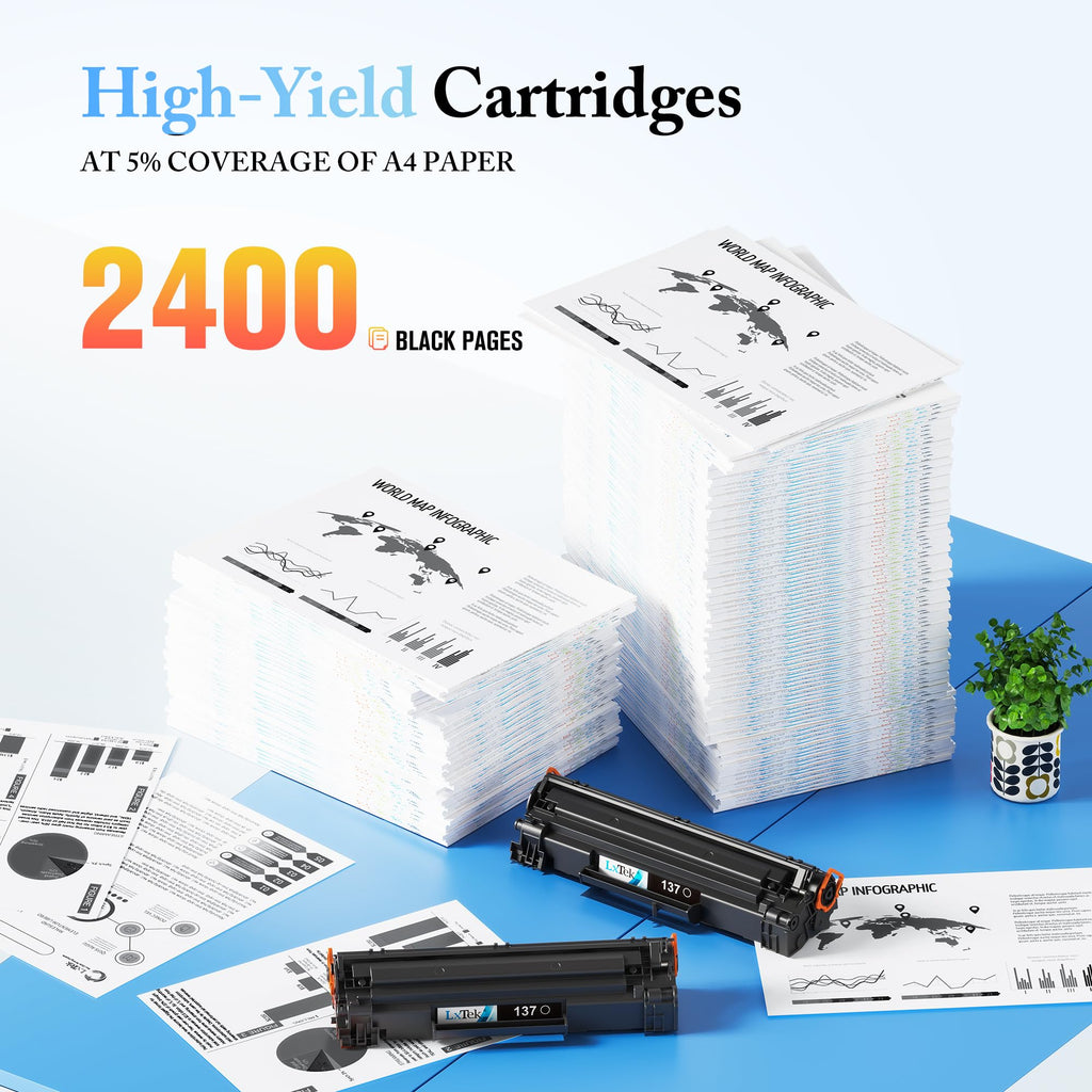 LxTek 137 Black Toner Cartridge Replacement for 137 CRG137 2 Pack 137 Black