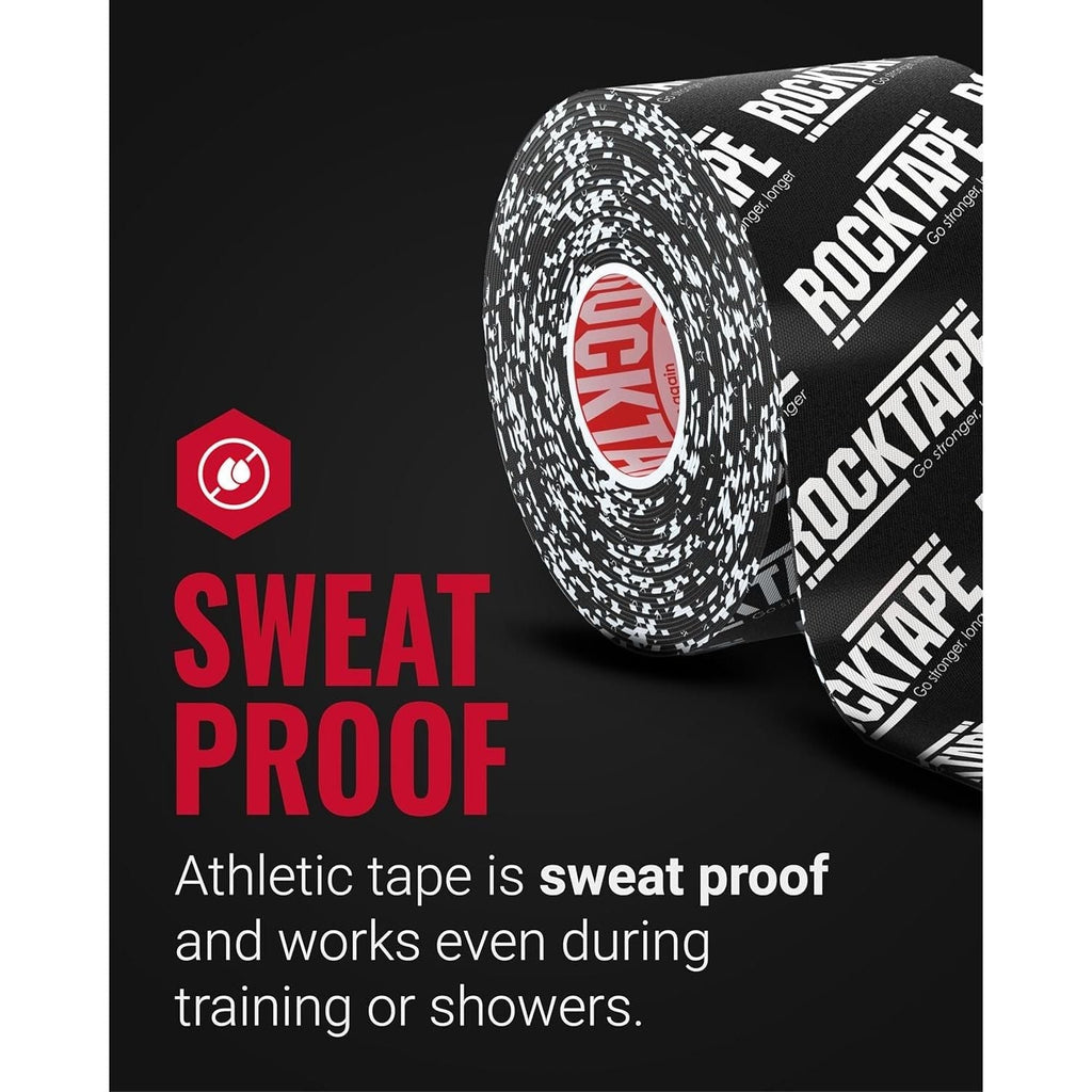 Buy now RockTape Extra Sticky 2" x 16.4' Kinesiology Tape (Logo,Black), Athletic Tape for Muscle Pain Relief, Injury Recovery, Microscopic Skin Lifting & Decompression, Sweat & Water Resistant, Hypoallergenic at indiglob india
