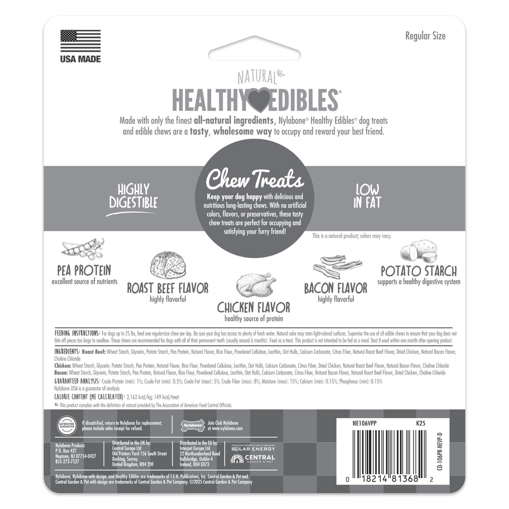 Nylabone Healthy Edibles Dog Treats Variety Pack, Small, 3 Count