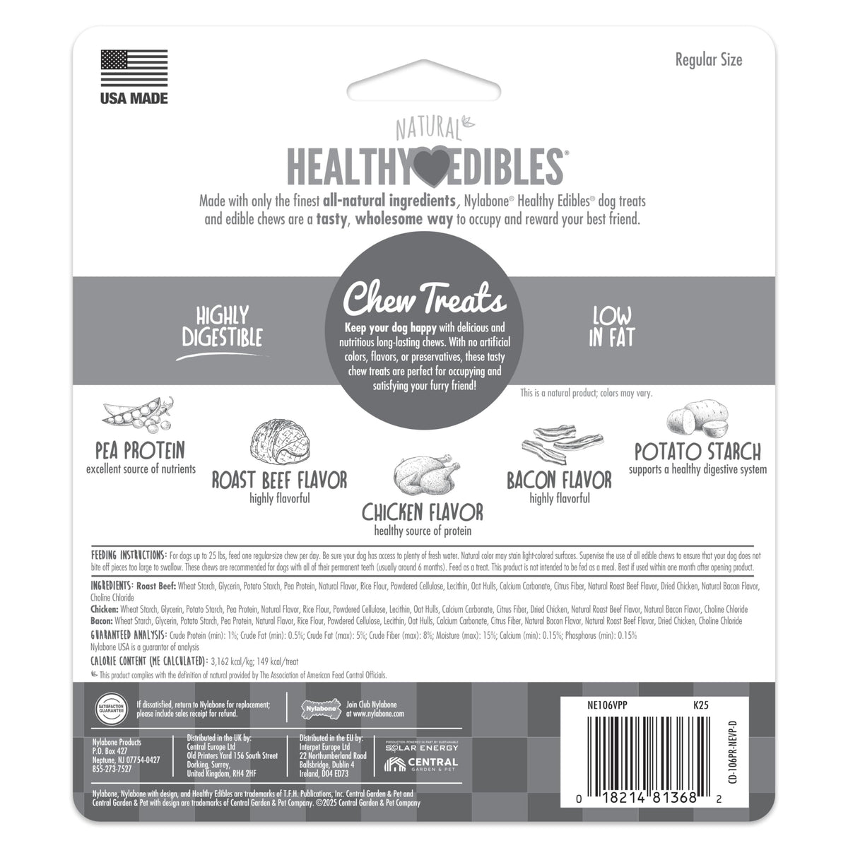 Nylabone Healthy Edibles Dog Treats Variety Pack, Small, 3 Count