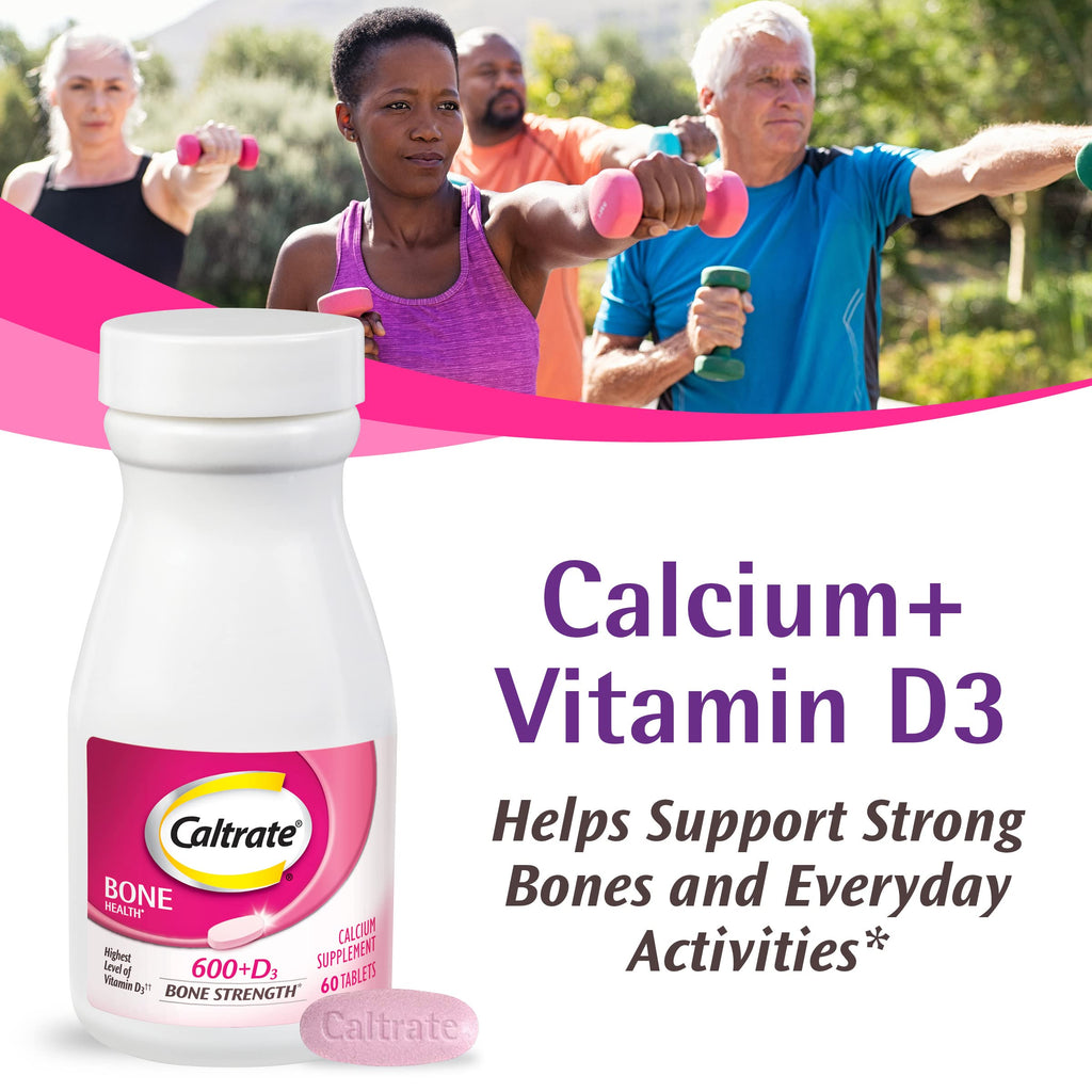 Caltrate 600 Plus D3 Vitamin D and Calcium Supplement Tablets, 200 Count | Highest Level of Vitamin D3, Maximizes Calcium Absorption to Support Strong Bones and Daily Function