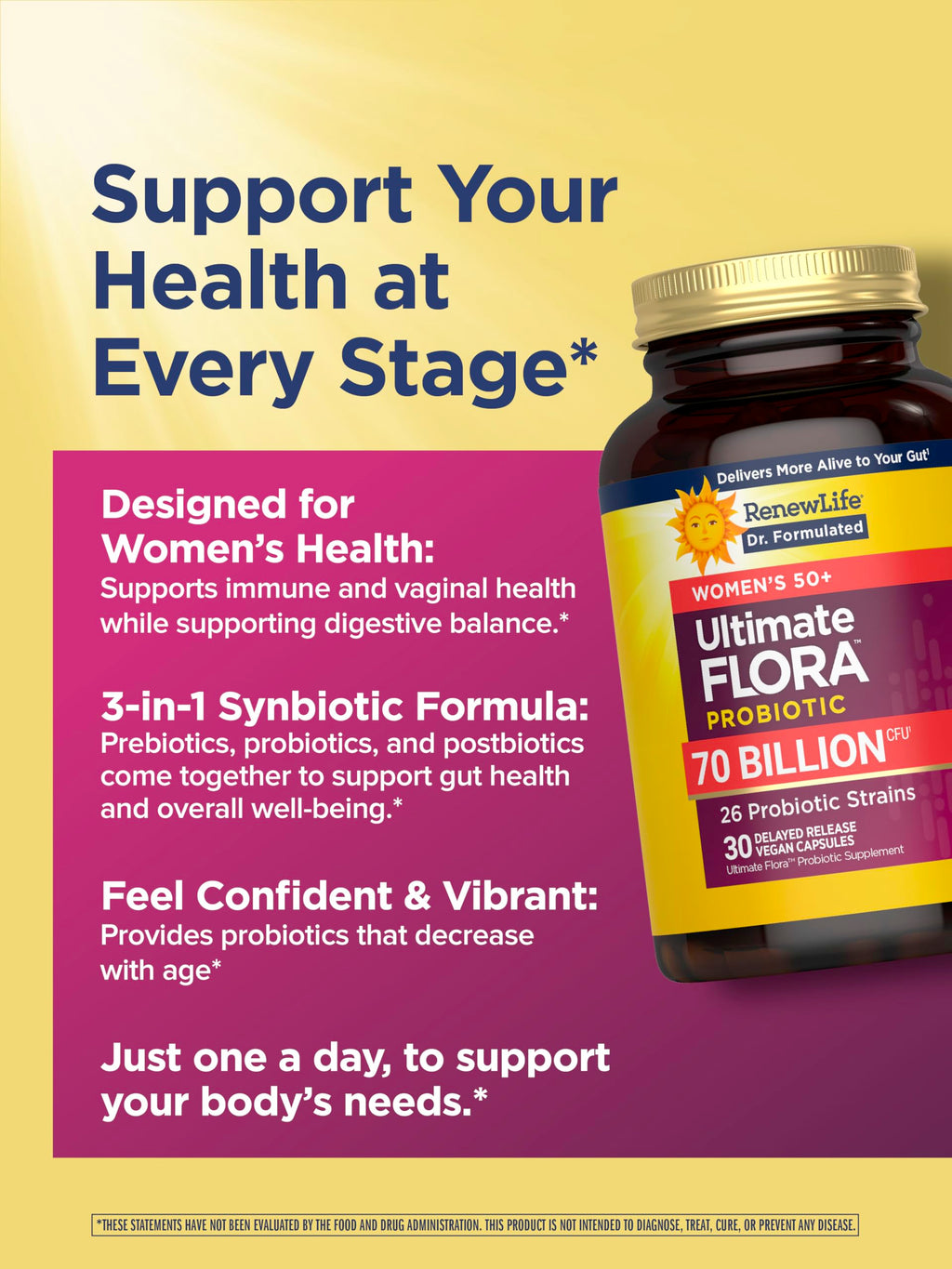 Renew Life Ultimate Flora Probiotics for Women 50+ 70 Billion CFU