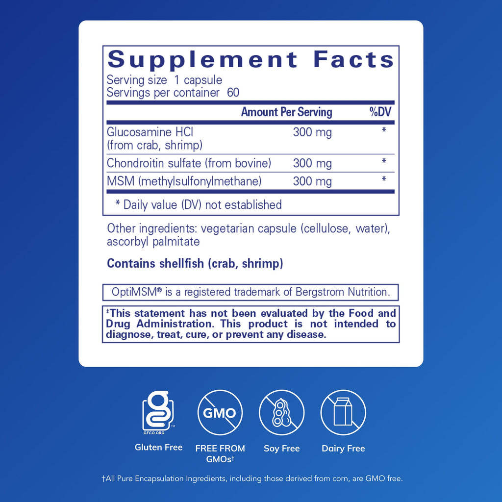 Pure Encapsulations Glucosamine Chondroitin with MSM, 60 Capsules | Supports Joint Health and Normal Cartilage Formation*, Maintains Enzyme Activity, Gluten-Free and Non-GMO