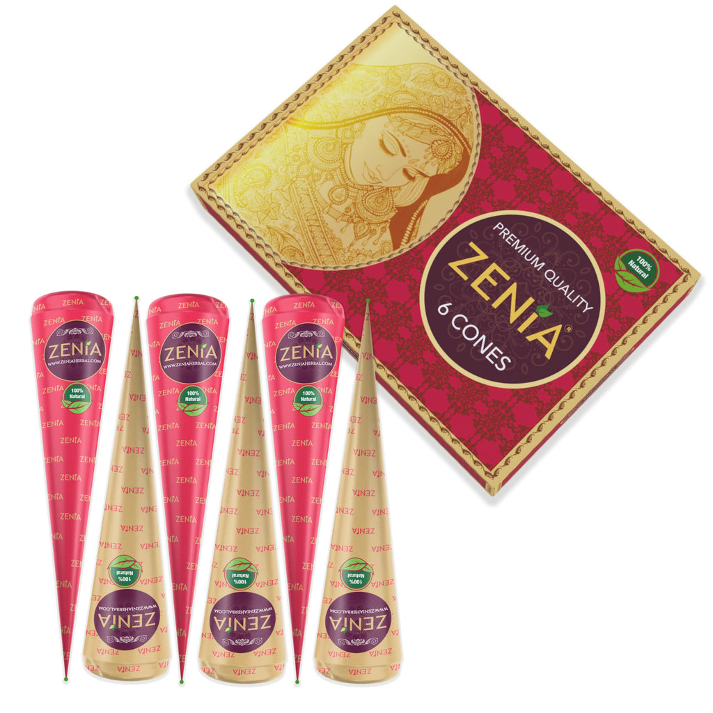 Zenia (Pack of 3) 100% Natural Henna Hair Color Paste Hair Dye Cones Dark Reddish-Brown Color 25g Each Cone