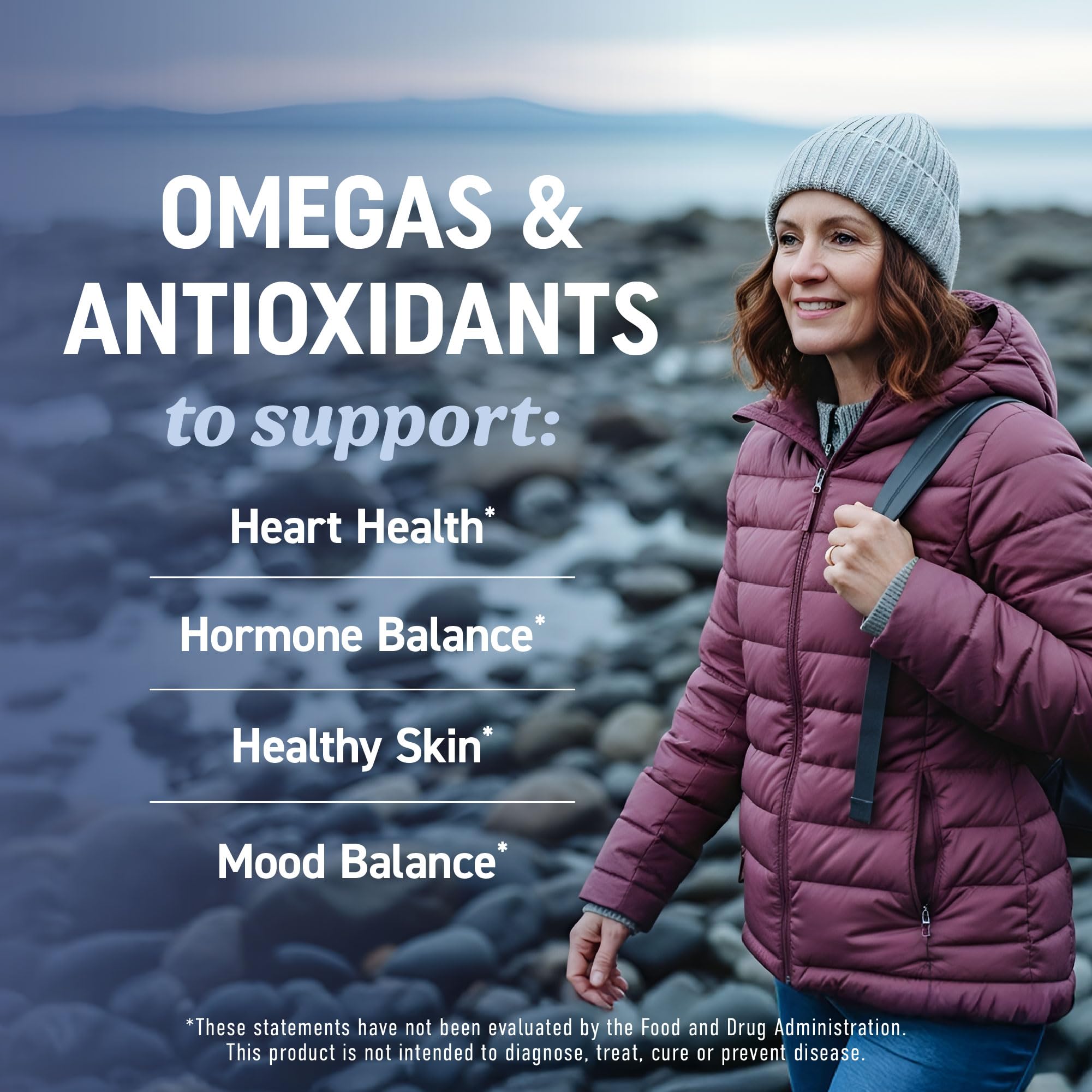 Fish Oil Omega 3 Supplements for Women, DHA + EPA, Heart Health Support | Hormone Balance & Skin Health Support, 600MG Omega3 + 800MG Evening Primrose Oil, Omega 3 Supplement for Women, 120 Softgels