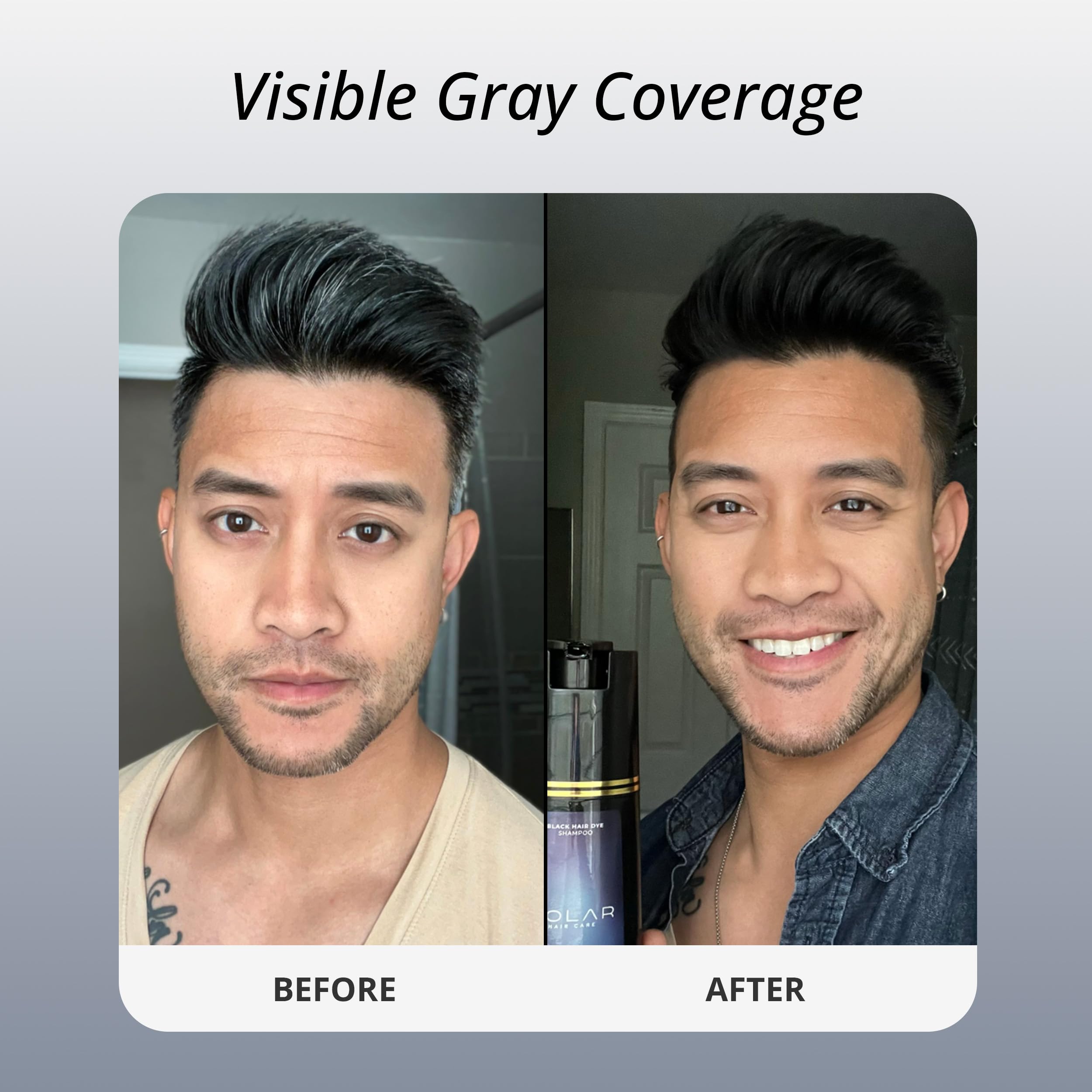 Polar Hair Dye Shampoo | Jet Black Hair Dye Color Shampoo for Gray Coverage | Hair color shampoo for gray hair coverage; jet black shampoo hair dye, vegan, ammonia-free, easy 10-minute use, 6.76 fl oz