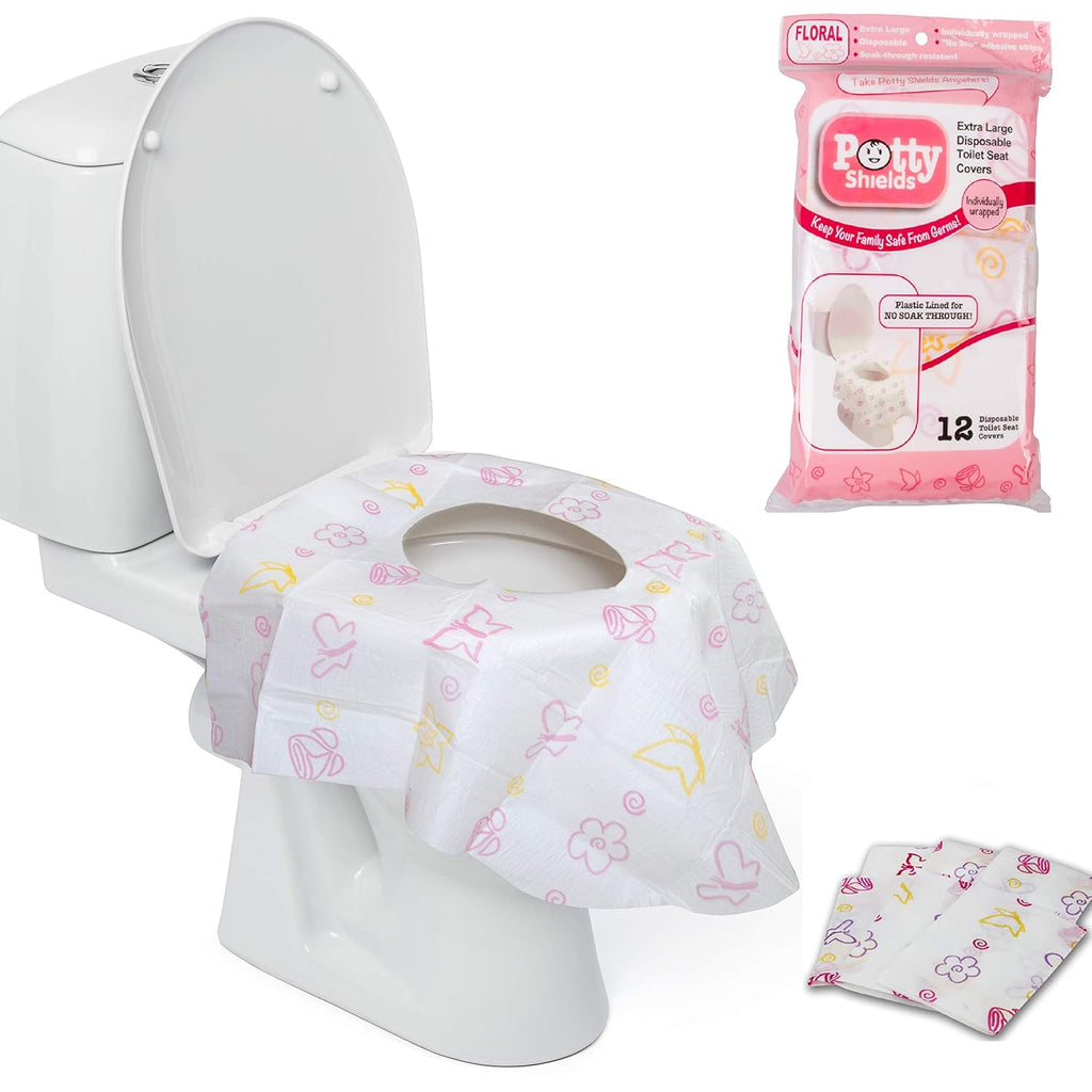 Buy now Toilet Seat Covers Disposable (12 Pack, Floral) - XL Waterproof Toilet Cover for Toddlers, Kids & Adults - Portable & Individually Wrapped for Travel, Potty Training & Public Restrooms 12 Pack Floral at indiglob india