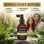 PURA D'OR Advanced Hair & Scalp Serum – For Hair Thinning with Copper Tri-Peptide, Caffeine, Botanical Extract Blend, Fuller Appearance Strands – Vegan, Men & Women 3.3 Oz Ayurvedic Hair Care
