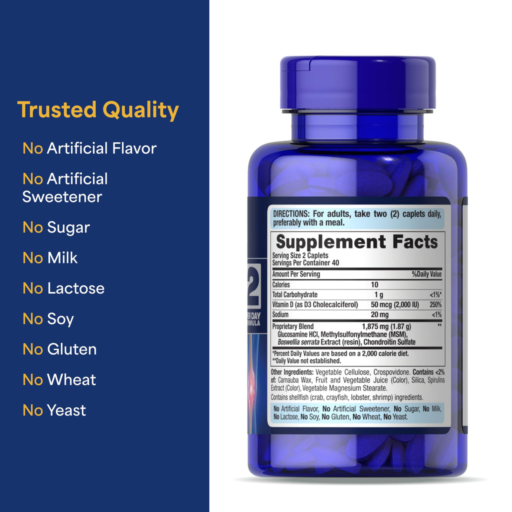 Puritan's Pride Advanced Glucosamine Chondroitin MSM with Vitamin D3 50mcg