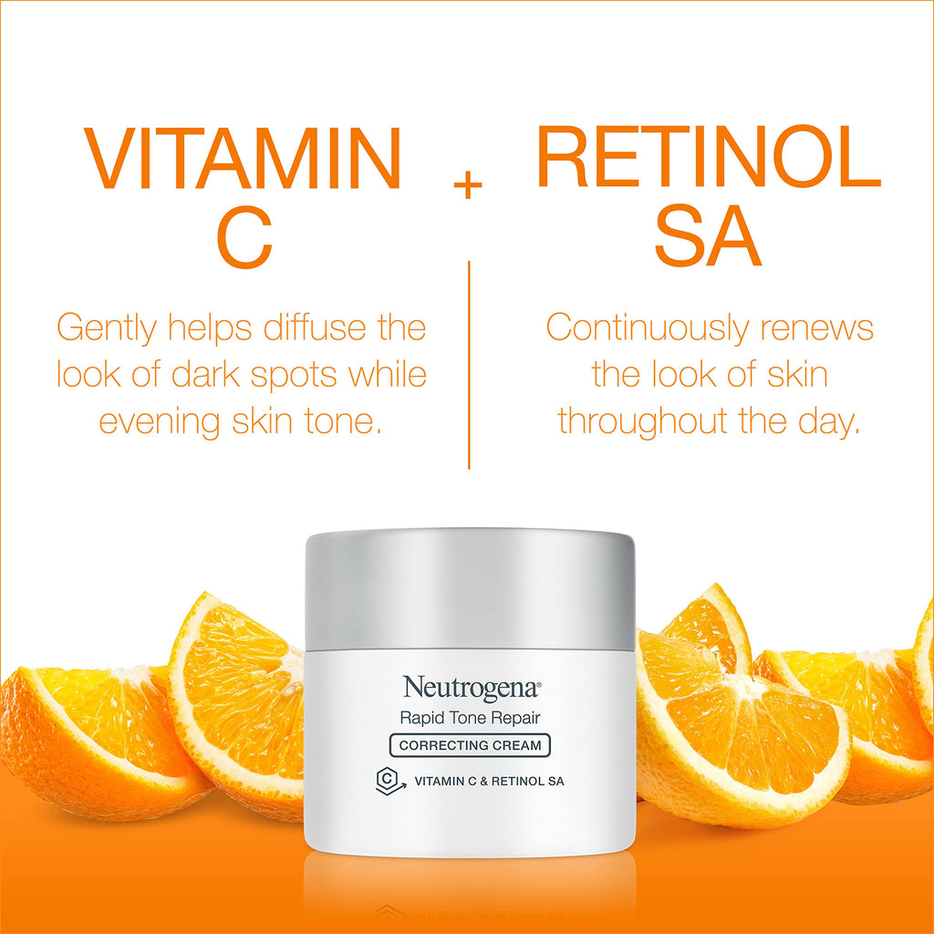 Buy now Neutrogena Rapid Tone Repair Retinol + Vitamin C Face Moisturizer, Dark Spot Corrector, Anti-Aging Face Cream for Even Tone 1.7 oz + Trial Size Hydro Boost Facial Cleanser, 0.5 fl. oz at indiglob india