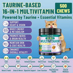 VICSOM Taurine for Cats Vitamins Treats, 16 in 1 Cat Multivitamin 500 Ct