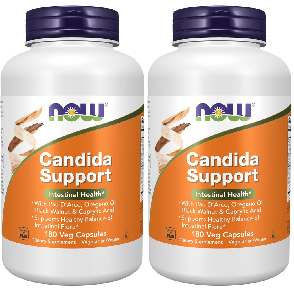 NOW Foods Supplements, Candida Support with Pau D'Arco, Oregano Oil, Black Walnut & Caprylic Acid, 180 Veg Capsules