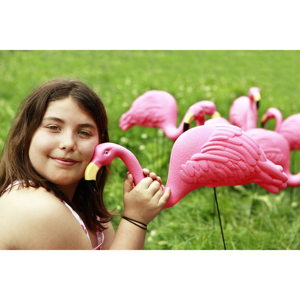 GIFTEXPRESS Pink Flamingos Yard Decorations - 2 Pack Extra Large 24" Tall Plastic Flamingo Statue w/Metal Stakes - Lawn Ornaments & Garden Decor for Outdoor Parties