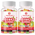 Natures aid Sugar-Free Vitamin D3 K2 Gummies with Calcium + K2 (MK-7), Magnesium Citrate, Vitamin C, Extra Strength - Ultimate Absorption for Bone Muscle Teeth Immune, Vegan - 120 Gummies