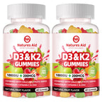 Natures aid Sugar-Free Vitamin D3 K2 Gummies with Calcium + K2 (MK-7), Magnesium Citrate, Vitamin C, Extra Strength - Ultimate Absorption for Bone Muscle Teeth Immune, Vegan - 120 Gummies
