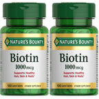 Nature's Bounty Biotin, 1000 mcg, 100 Tablets | Supports Metabolism for Energy and Healthy Hair, Skin, and Nails