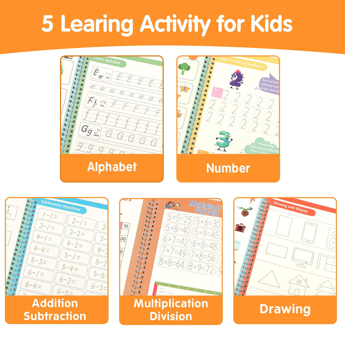 Magic Grooved Writing Practice Books, Grooved Handwriting Practice for Kids