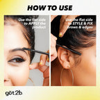 got2b Glued Brow Gel & Edge Control, Strong Hold, Clear, 0.54 Fl Oz | Tames brows and flyaways, Sweat-resistant with castor oil, Quick-dry formula, Vegan formula, Dual-sided brush