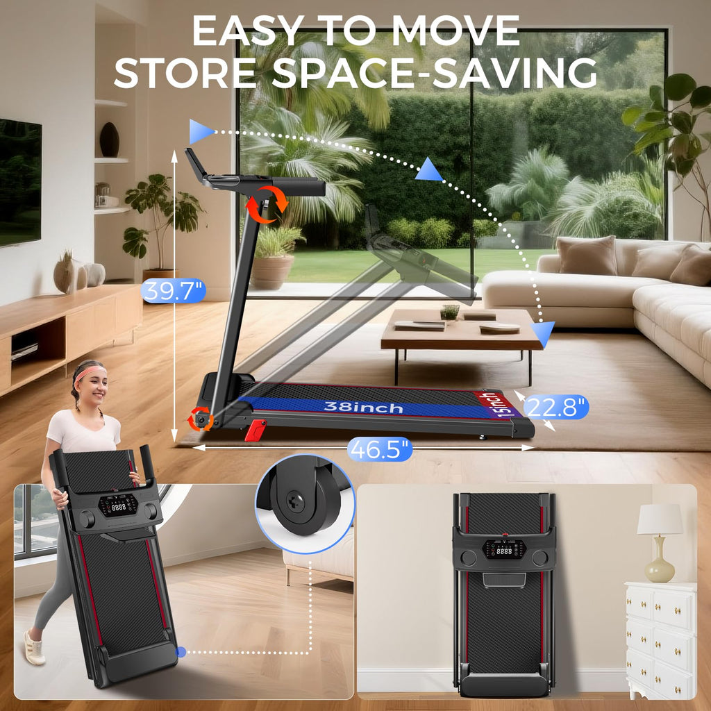 Treadmills for Home 3.0HP Foldable Treadmill with 12% Incline Small