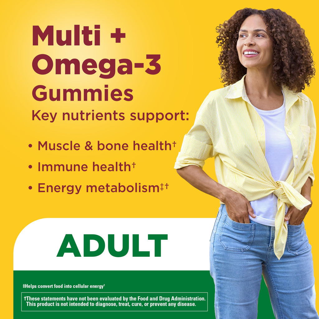 Nature Made Multivitamin + Omega-3, Multivitamin Gummies for Adults, 140 Ct | Adult Gummy Vitamins & Minerals, Multivitamin Gummies for Women and Men, Daily Nutritional Support, 70 Day Supply