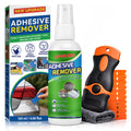 Adhesive Remover Spray Kit, 4 fl oz Sticker Remover for Labels, Glue, Residue, Tape, Decals, Fast Acting Glue Remover Includes Scraper and 10 Extra Plastic Razor Blades for Home, Car, Glass, Metal