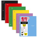 Five Star Spiral Notebook + Study App, 6 Pack, 1 Subject, Wide Ruled 8" x 10.5" Paper, 100 Sheets, Fights Ink Bleed, Water Resistant Cover, Assorted Colors (38042)