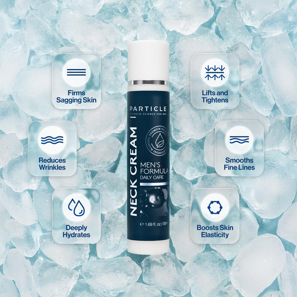 Particle Neck Cream, Daily Skin Care for Men with Collagen, Hyaluronic Acid, Retinol, Vitamin E, Moringa Oil & Shea Butter for Health Skin Support, Hydrating Men’s Body Lotion, 1.7 fl oz