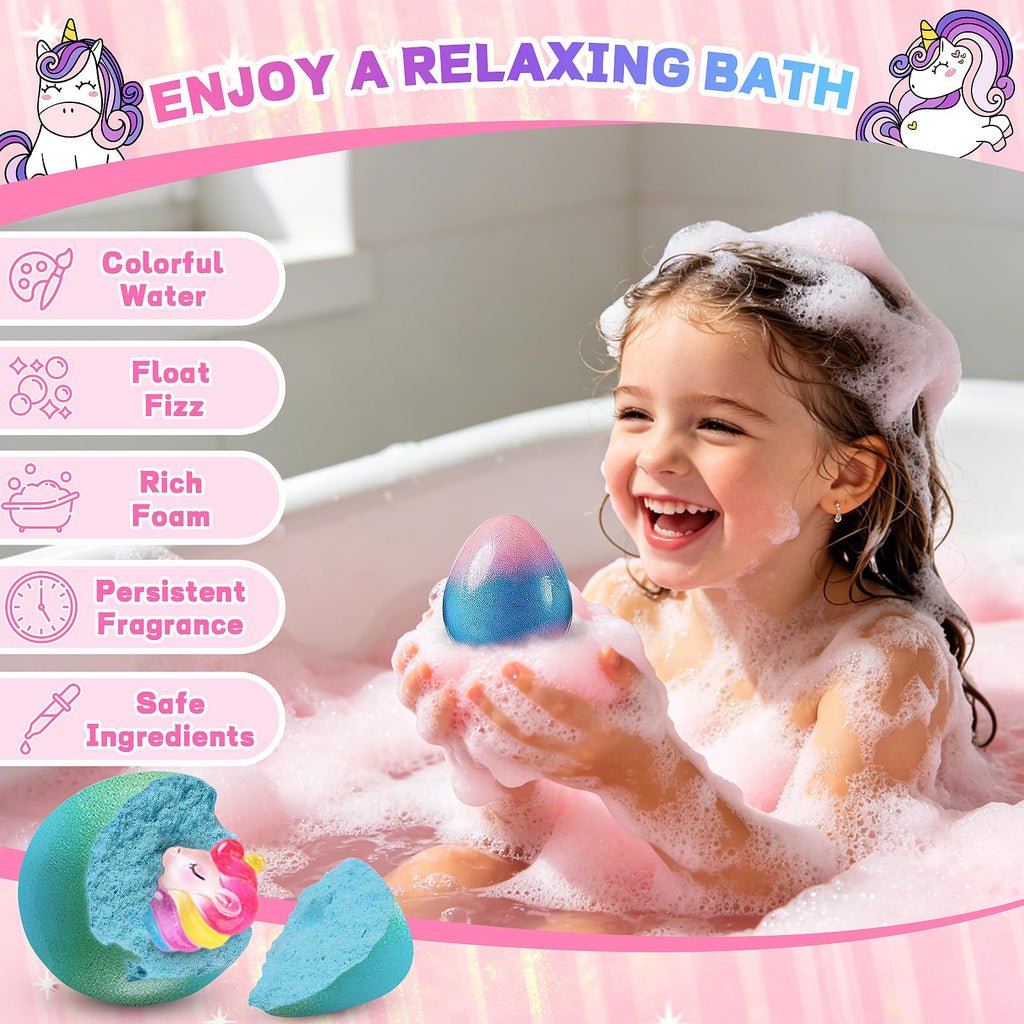 20 Pack Unicorn Bath Bombs for Kids Girls with Toys inside Kids Bath Bombs with Surprise Birthday Gifts for Girls Age 3 4 5 6 7 8 9 10 Years Old Bubble Bath Organic Natural Christmas Stocking Stuffers