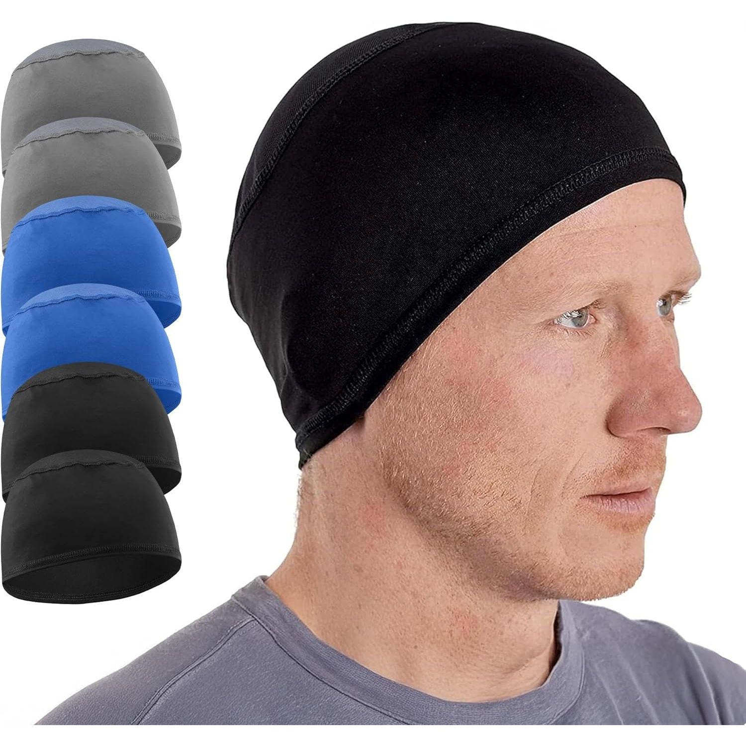 Buy now Cooling Skull Cap for Men - Hard Hat Liner, Cycling Cap, Head Caps for Men, Helmet Liner for Motorcycle One Size 2 Black, 2 Blue, 2 Dark Gray at indiglob india