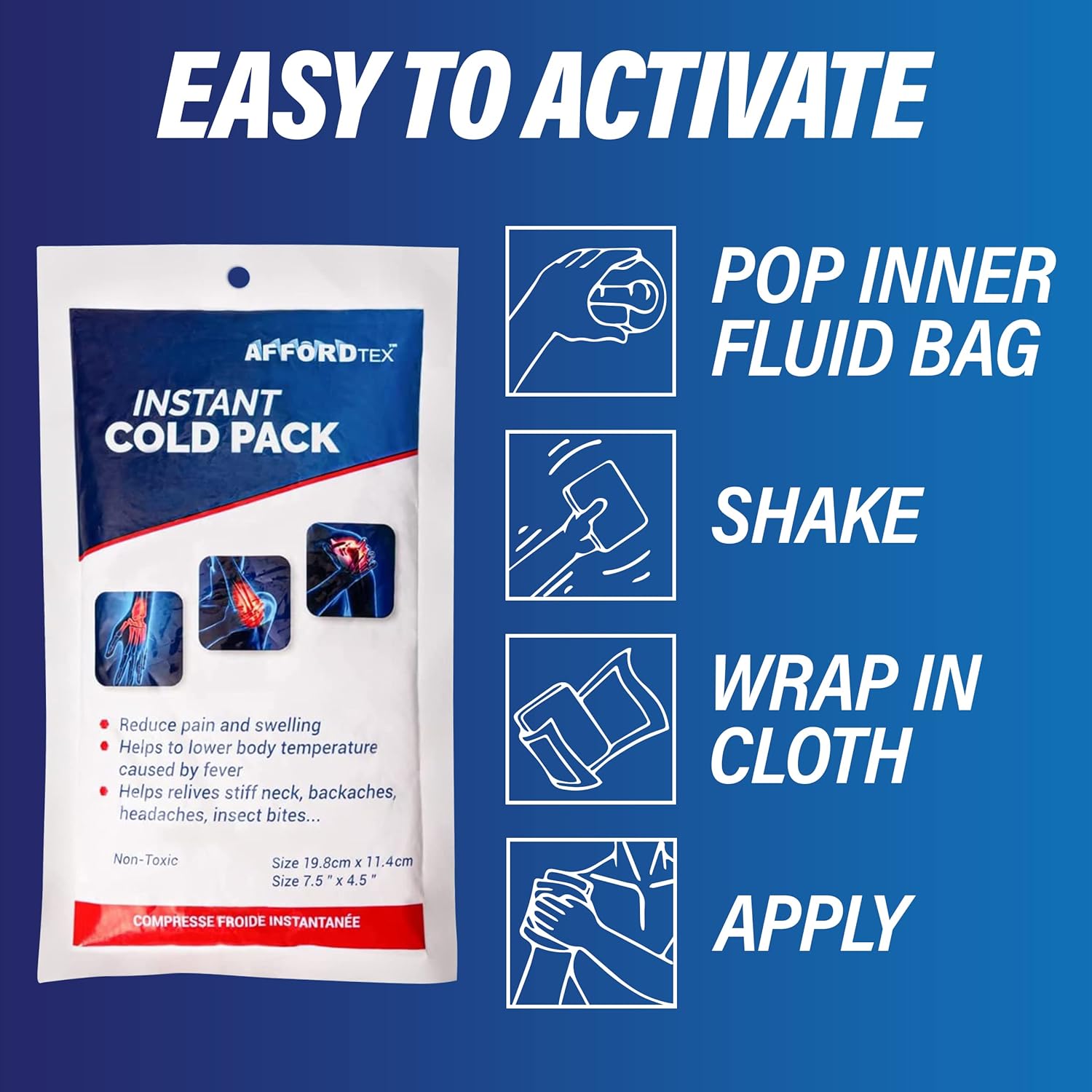 Buy now Instant Cold Pack â€“6 Count Disposable 7.5 x 4.5 Inches Ice Packs â€“ Must Have Medical Supplies for Outdoor Activities â€“ Ice Packs Ideal for Injuries, Inflammation, Sprains, Strains at indiglob india