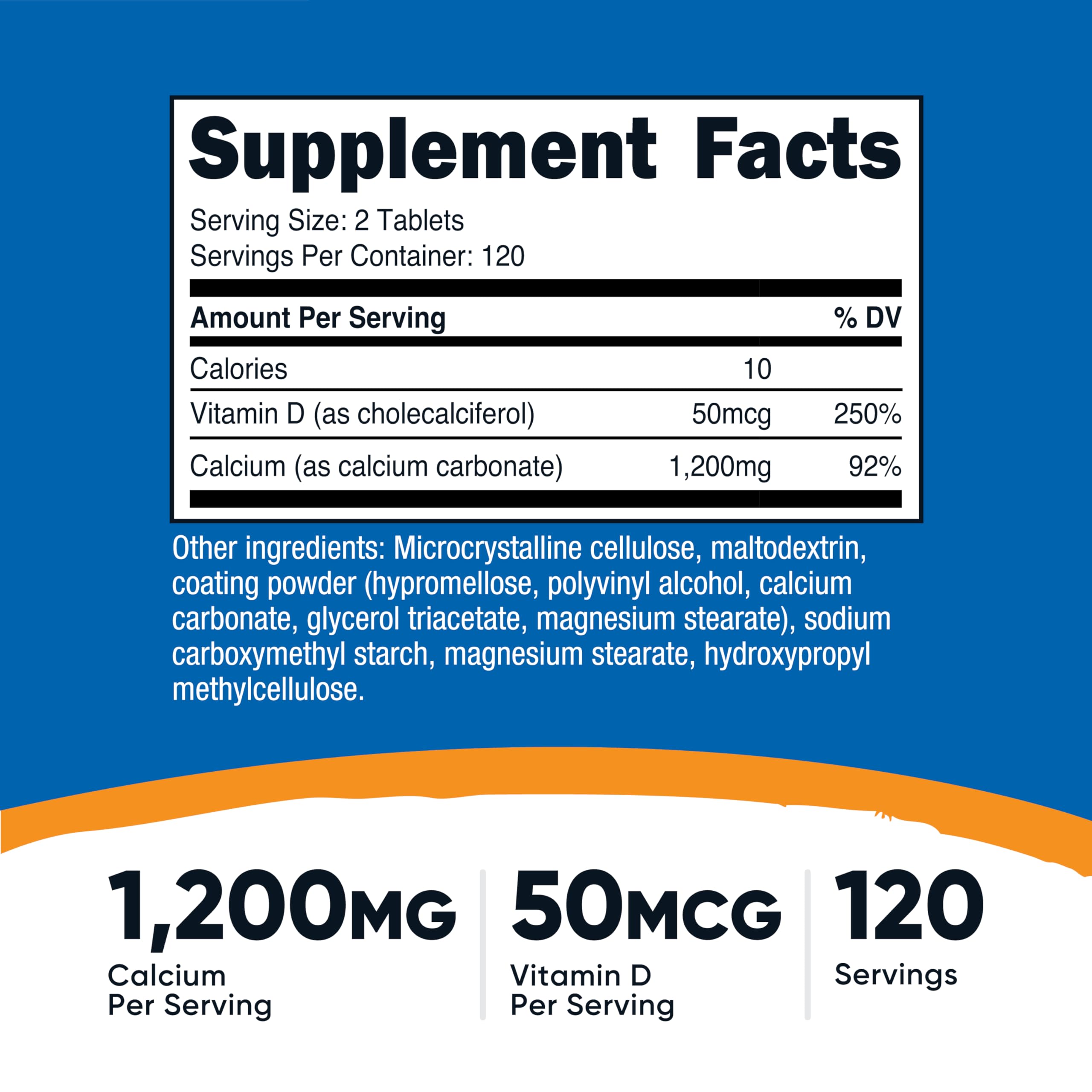 Nutricost Calcium with Vitamin D, 240 Tablets, Gluten-Free, GMO-Free | Calcium (1200mg) Vitamin D (50mcg) Per Serving