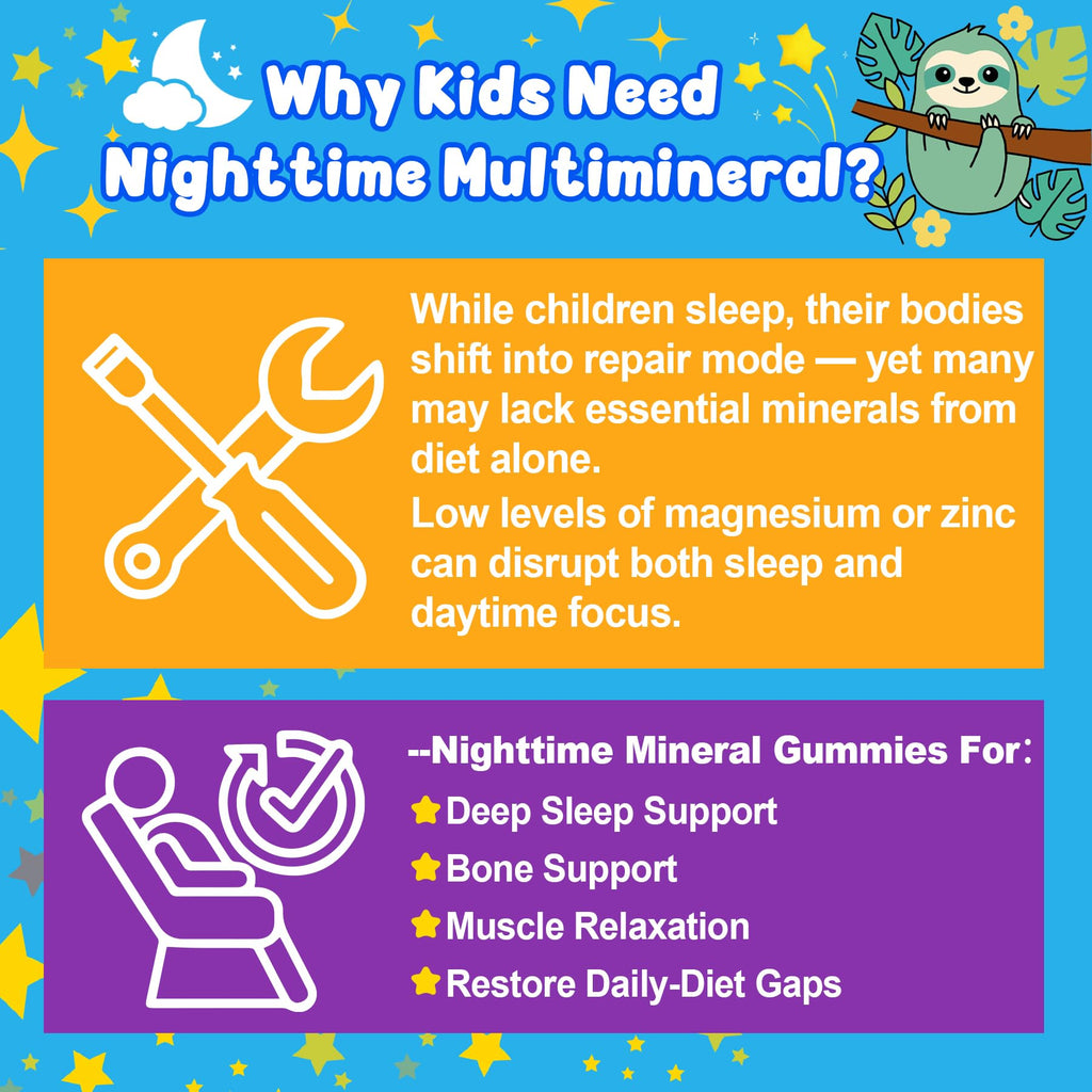 Kids 4+ Magnesium + Saffron Sleep Gummies, Relax Happy Filled Gummy, Bedtime Calcium Zinc, Mineral + Multivitamin Gummies, Melatonin Free | Vitamin D3 K2 | Bone, Only Need 1 Gummy - Sweet Dream Magic
