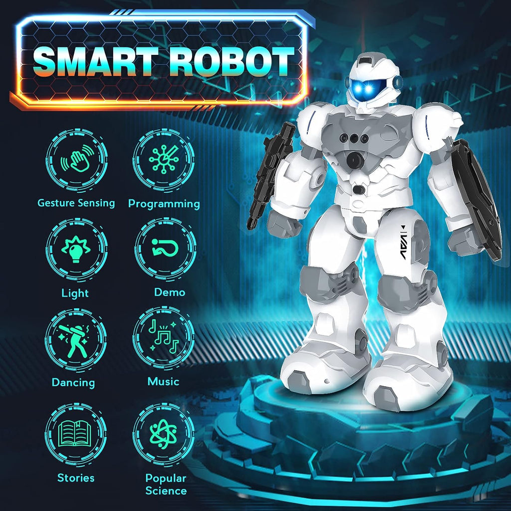 Buy now VAV Toys for 6-10 Year Old Boys Girls, Rechargeable Remote Control Robot Toy, Intelligent Programmable RC Robot with 2.4GHz Gesture Sensing, Christmas Birthday Gifts for Kids Age 6 7 8 9 10 at indiglob india