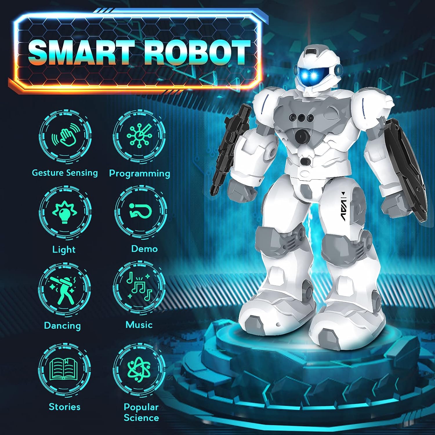 Buy now VAV Toys for 6-10 Year Old Boys Girls, Rechargeable Remote Control Robot Toy, Intelligent Programmable RC Robot with 2.4GHz Gesture Sensing, Christmas Birthday Gifts for Kids Age 6 7 8 9 10 at indiglob india