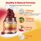 DREAVIO 600mg Magnesium Glycinate Gummies, Sugar Free, 90 Count | Provides 100mg Elemental Magnesium from Magnesium Glycinate & Citrate, with Zinc & Ashwagandha, Cherry Flavor Vegan Gummies