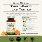 Herbal Roots Organic Turmeric Curcumin Capsules with Ginger and Black Pepper - 95% Standardized Curcumin - USDA Certified Organic - 60 Vegan Capsules