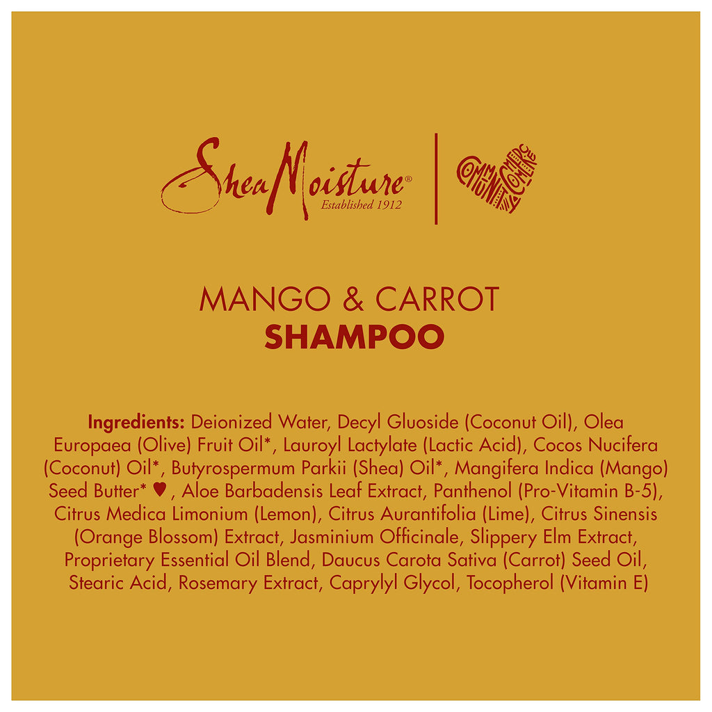 Shea Moisture Kids Shampoo Mango & Carrot Extra Nourishing 8oz | For all kids - gently cleanse, nourish, and detangle curly hair with Mango Butter, Carrot Oil, and Shea Butter.