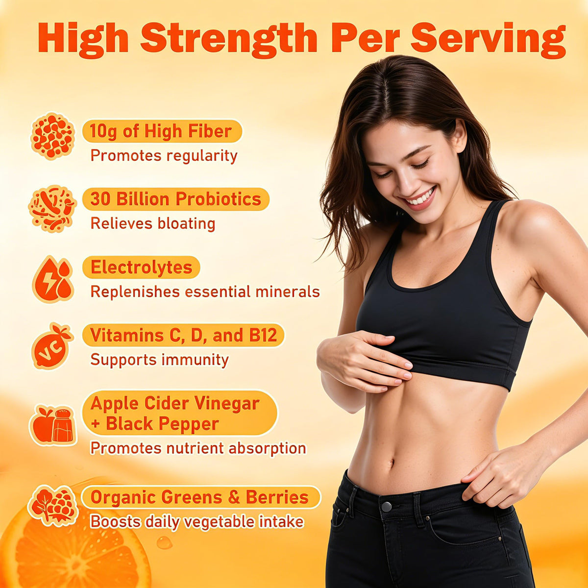 10G Fiber Gummies for Adults with 30 Billion CFU Probiotics,Vitamins C, D, B12,Electrolytes - Supports Digestive Health & Relieves Constipation and Bloating,Sugar Free - 120 Count