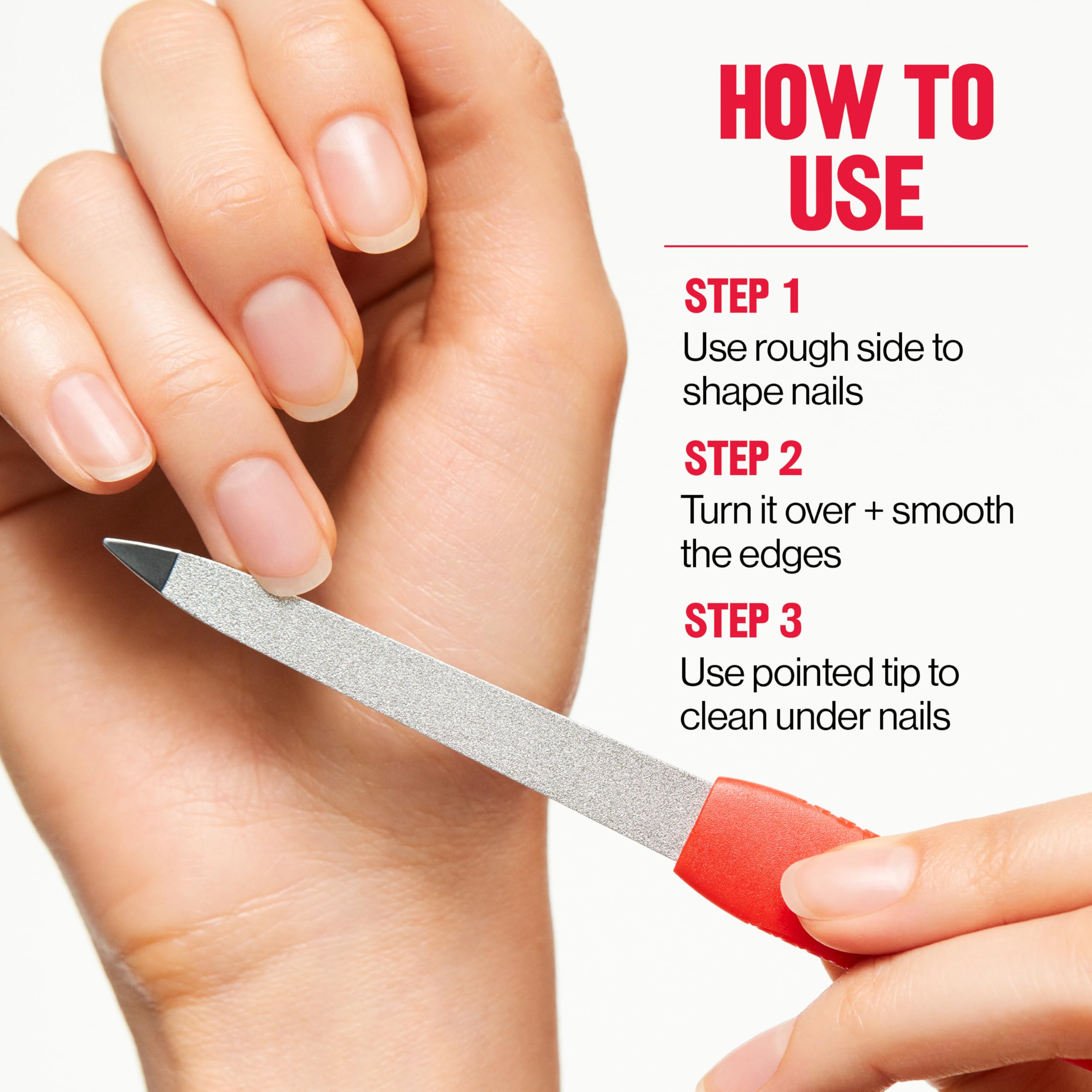 Revlon Emeryl File, Metal Nail Filer With Easy Grip Handle & Double-Sided Fingernail Buffer For Precise Manicure Shaping & Smoothing, 1 Count