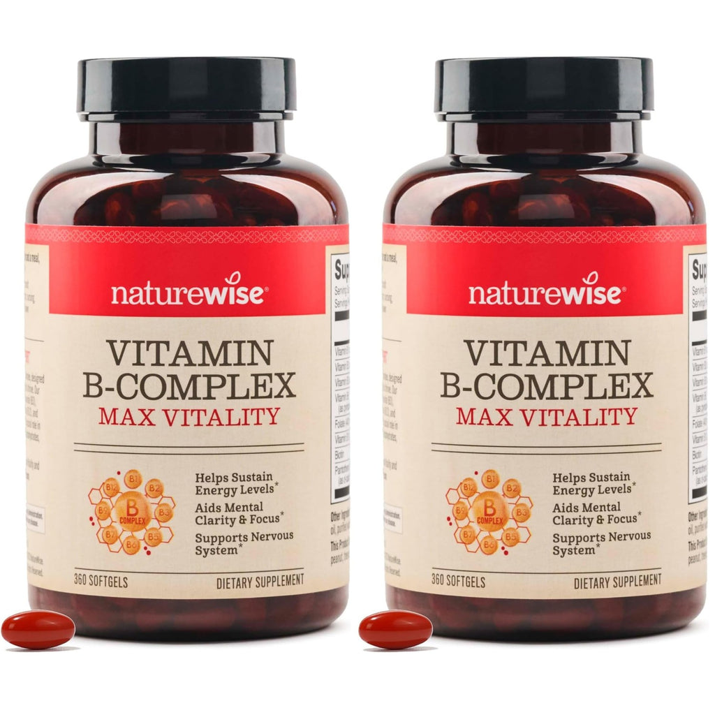 NatureWise Vitamin B Complex for Women and Men - with Folic Acid Biotin B1 B2 B3 B6 B12 - Support Cellular Energy & Mental Clarity - Gluten & Dairy Free - 60 Softgels[2-Month Supply]