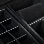 Buy now WOLF Heritage Large Valet Case, Black - 13 Compartments + One Watch Roll - Faux Leather Exterior + Ultra-Suede Lining at indiglob india