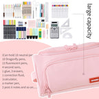 Buy now HVOMO Big Capacity Pencil Case High Large Storage Pouch Marker Pen Case Travel Simple Stationery Bag School College Office Organizer for Teens Girls Adults Student（Pink） at indiglob india