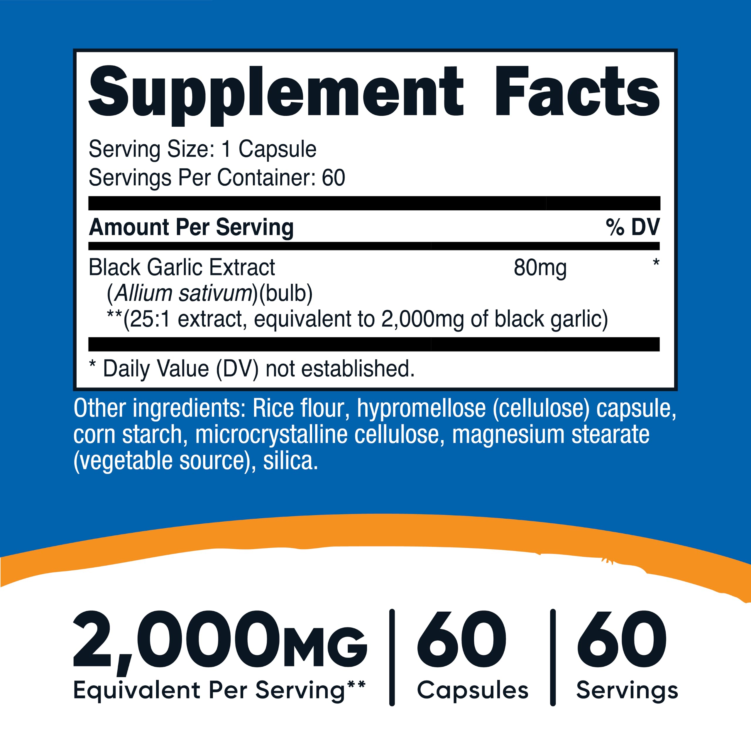 Nutricost Black Garlic Extract 60 Capsules for 60 Servings Per Bottle | Aged Black Garlic Extract, Vegan, Gluten Free and GMO Free