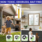 Fly Stick Sticky Fly Traps for Indoors Outdoor 4pk with 12 Ribbons. Non-Toxic Super Sticky Hanging Flies Catcher Paper Tape Strips for Home. Catches all bugs and gnats. Indoor House Flying Insect Trap