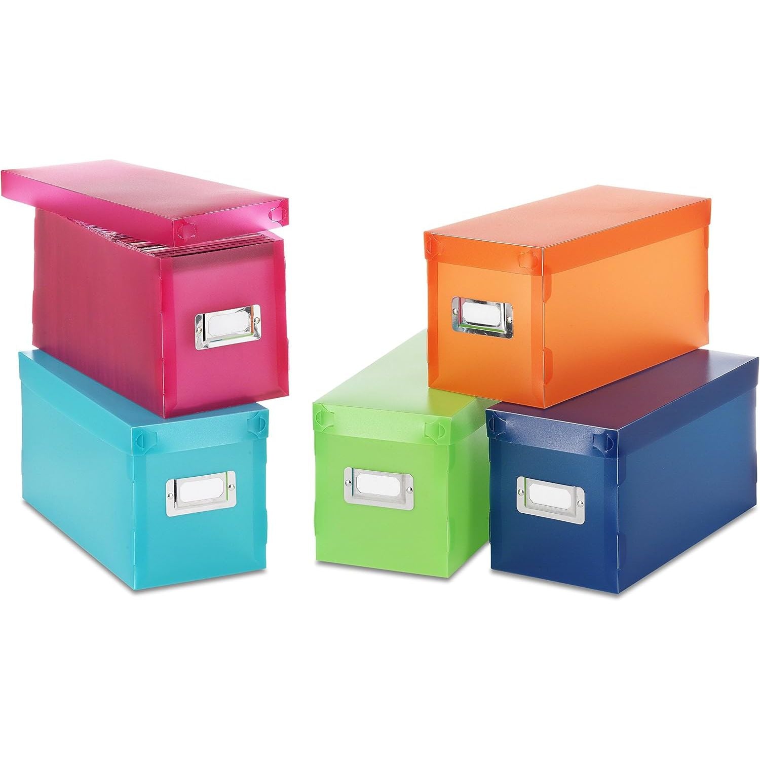 Buy now Whitmor Plastic Document Boxes Assorted Colors Set of 5 12.0 L x 5.25 W x 5.75 H PLASTIC STORAGE BOXES S 5 at indiglob india