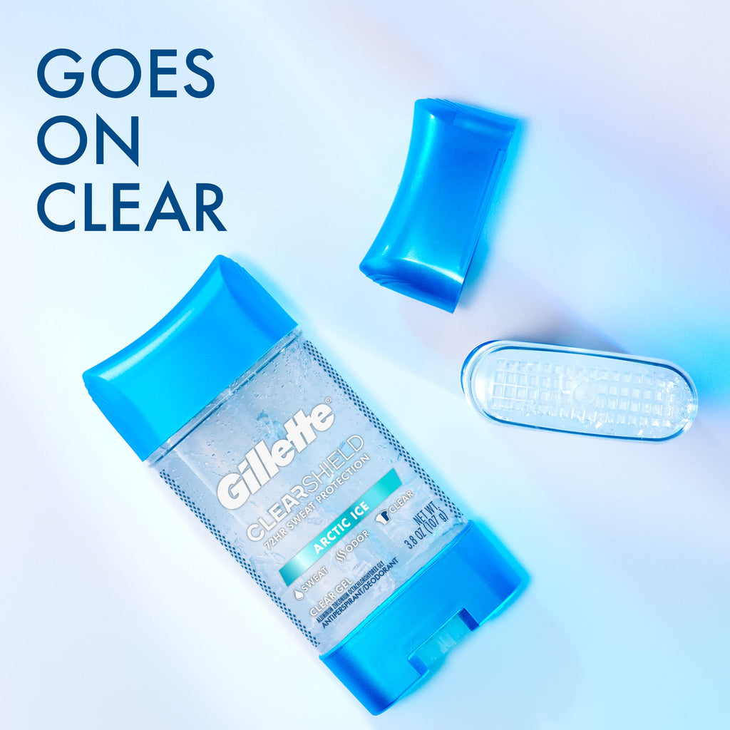 Buy now Gillette Antiperspirant and Deodorant for Men, 72hr Sweat & Odor Protection, Long Lasting Freshness, Anti-White Mark Technology, Clear Gel, Arctic Ice Scent, 3.8 oz (Pack of 2) at indiglob india