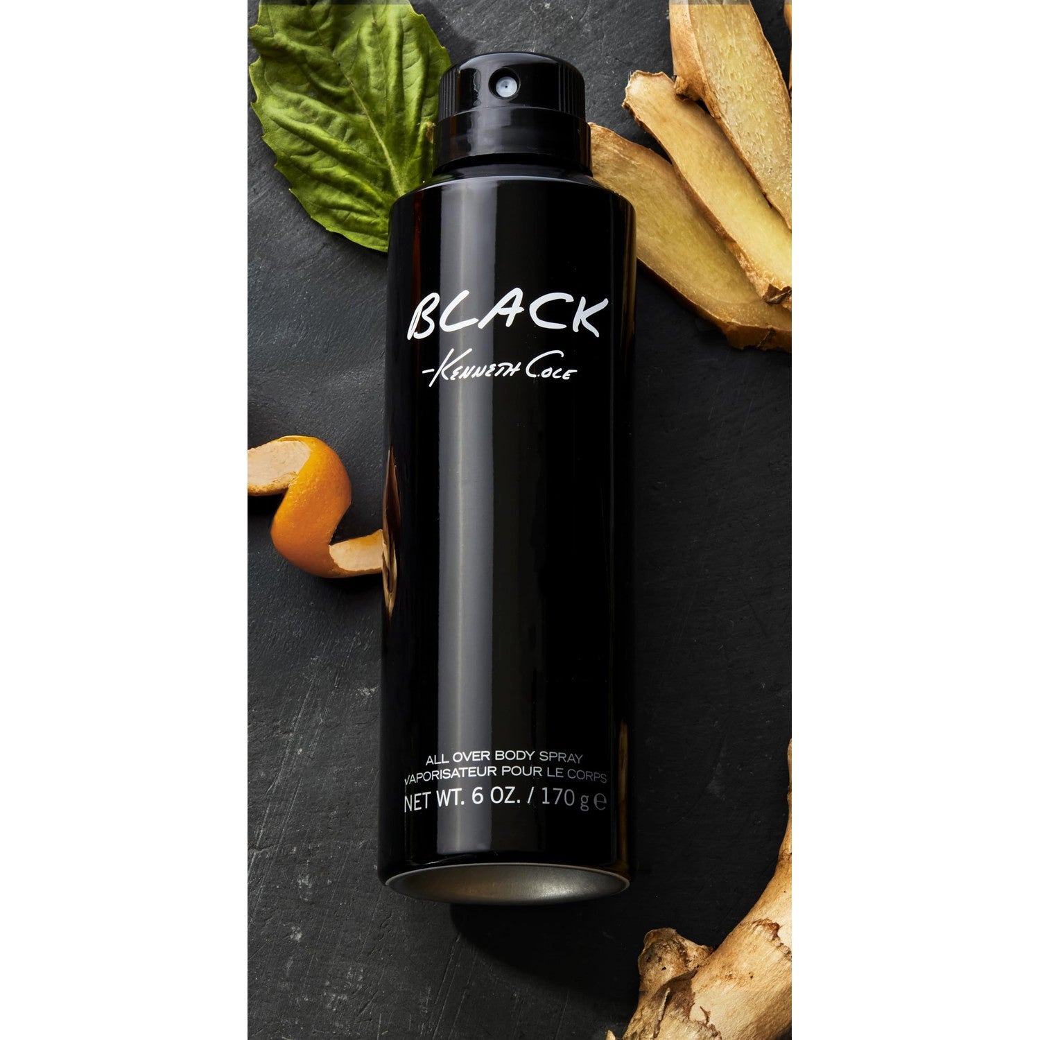 Kenneth Cole Black All Over Body Spray for Men, Aromatic Woody Fragrance, Notes of Watermint, Mandarin, Cedar, and Musk, Long-Lasting Cologne, 6.0 Fl. Oz